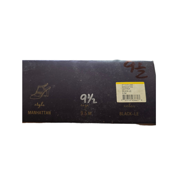 Vintage Ann Marino Manhattan Black Heels Size 9.5 M Open Toe Ankle Strap Stilett - Picture 10 of 10